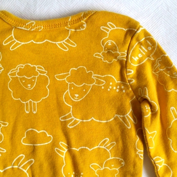 COPY - carter's mustard yellow sheep print long sleeve bodysuit diaper shirt 6m - Picture 4 of 4